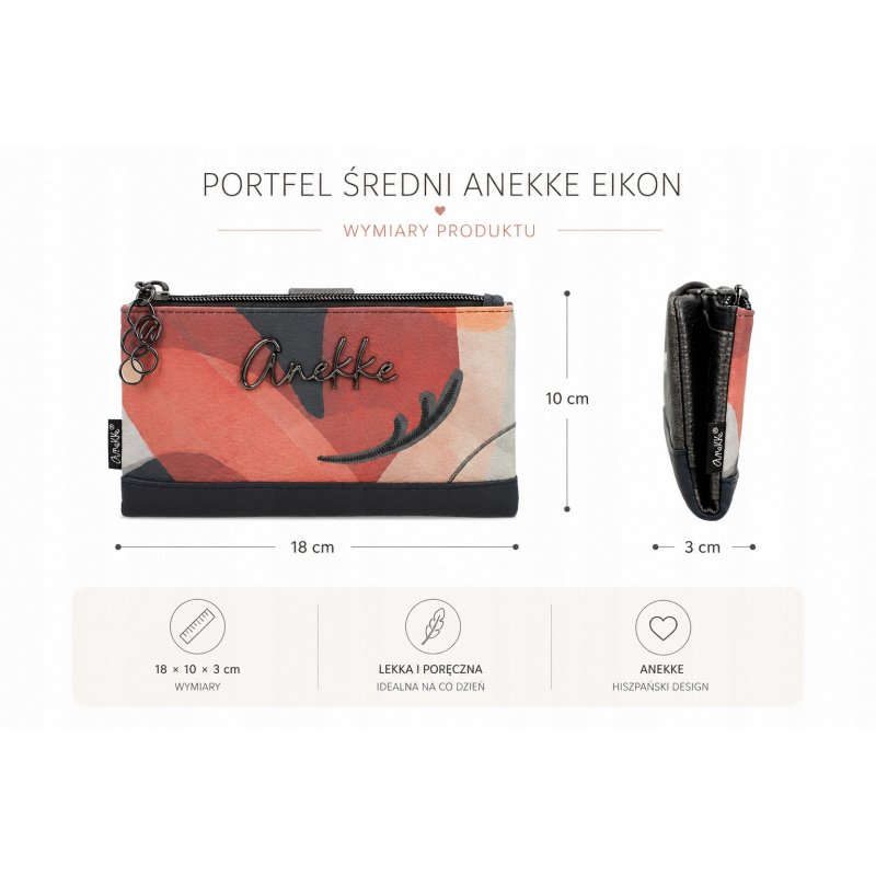 ANEKKE EIKON PORTFEL DAMSKI ŚREDNI NA SUWAK I ZAKŁADKĘ