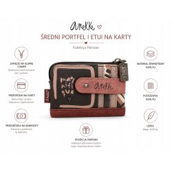 PORTFEL DAMSKI ŚREDNI ANEKKE PARISIAN Z ETUI NA KARTY