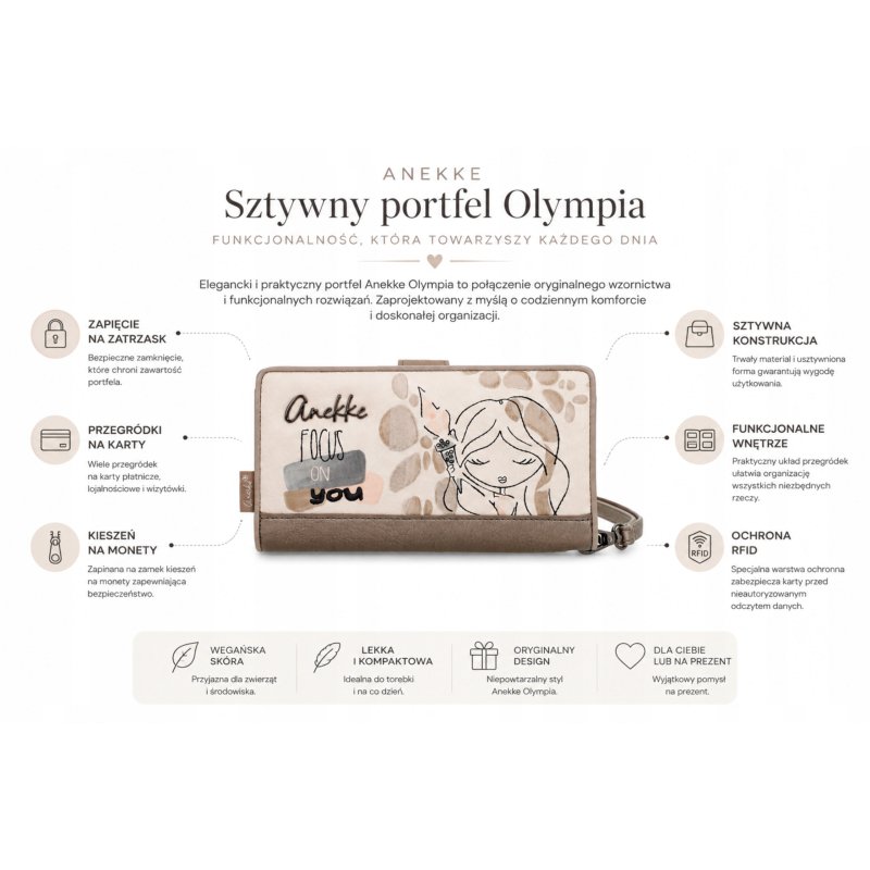 ANEKKE OLYMPIA ELEGANCKI PORTFEL DAMSKI SZTYWNY