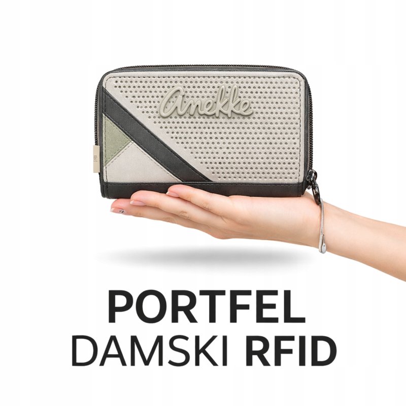 PORTFEL DAMSKI ANEKKE SYMMETRA RFID SZTYWNY ELEGANCKI