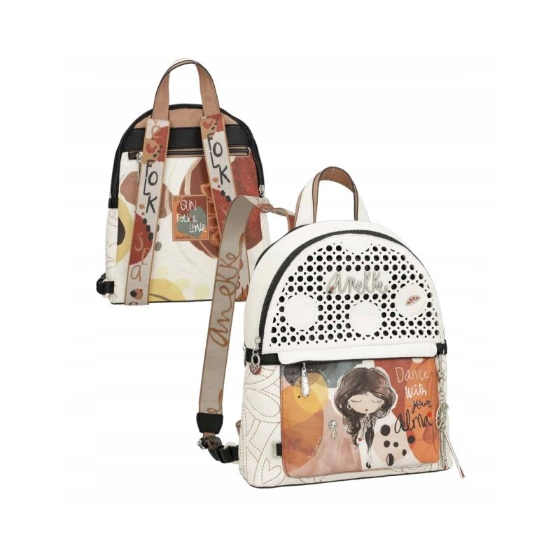 PLECAK MIEJSKI BACKPAK STYLOWY DLA KOBIETY ANEKKE ALMA JASNY AŻUROWY