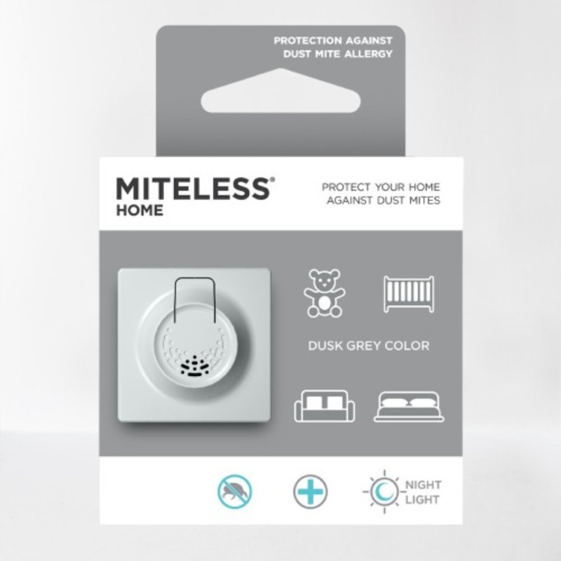 ULTRADŹWIĘKOWA OCHRONA PRZED ROZTOCZAMI KURZU W DOMU MITELESS HOME SZARY