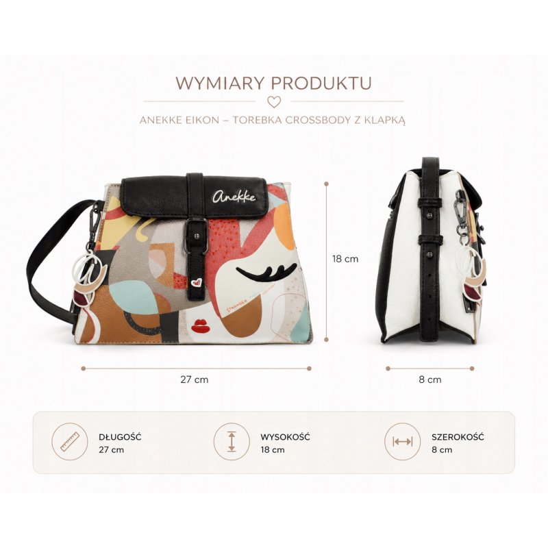ANEKKE EIKON TOREBKA DAMSKA CROSSBODY Z KLAPKĄ