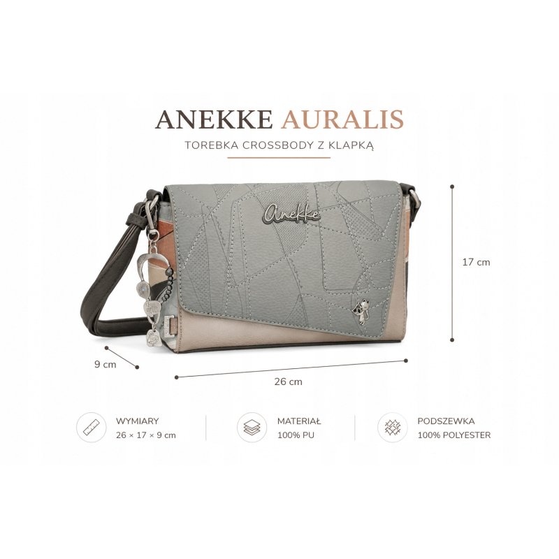 TOREBKA DAMSKA CROSSBODY Z KLAPKĄ ANEKKE AURALIS