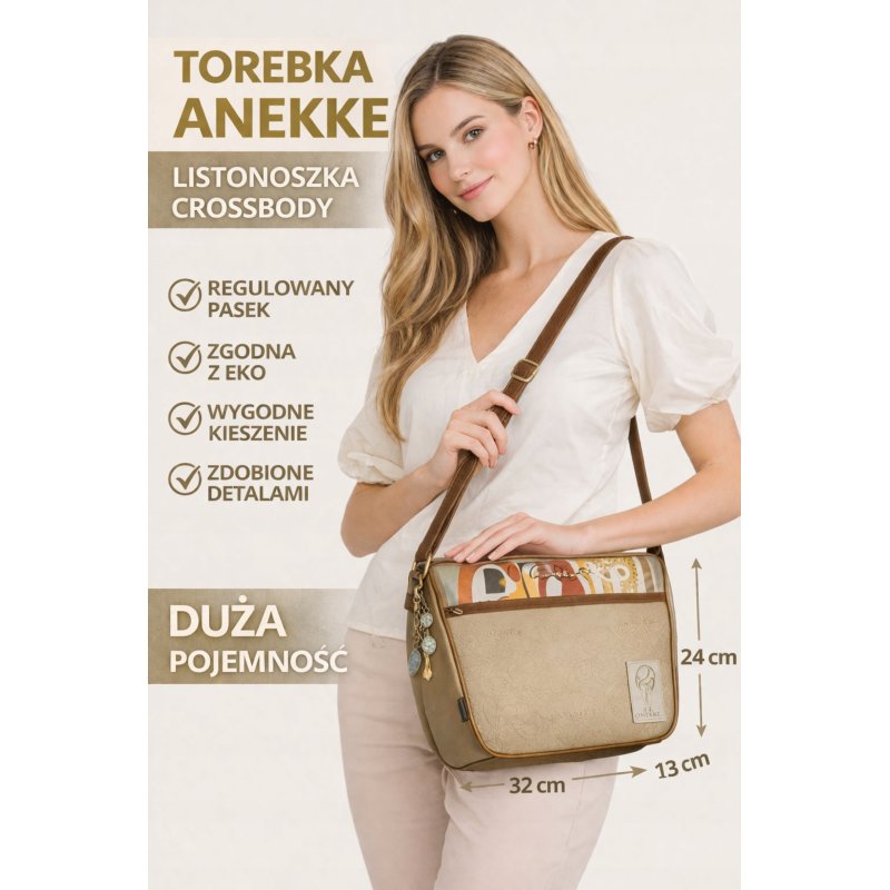 TOREBKA DAMSKA ANEKKE AMPHORA LISTONOSZKA CROSSBODY DUŻA