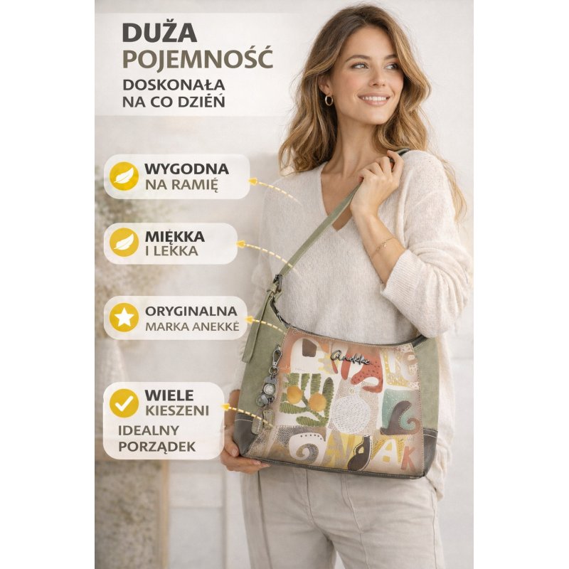 TOREBKA DAMSKA ANEKKE AMPHORA DUŻA HOBO ELEGANCKA BOHO