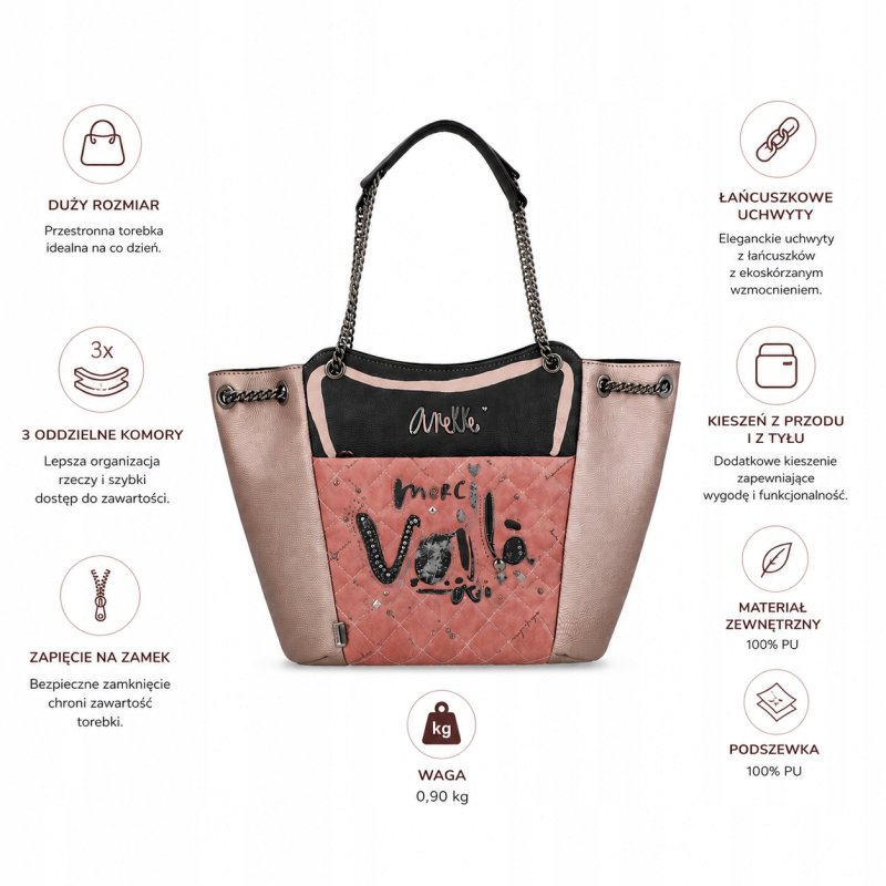 ANEKKE PARISIAN DUŻA TOREBKA SHOPPER NA RAMIĘ