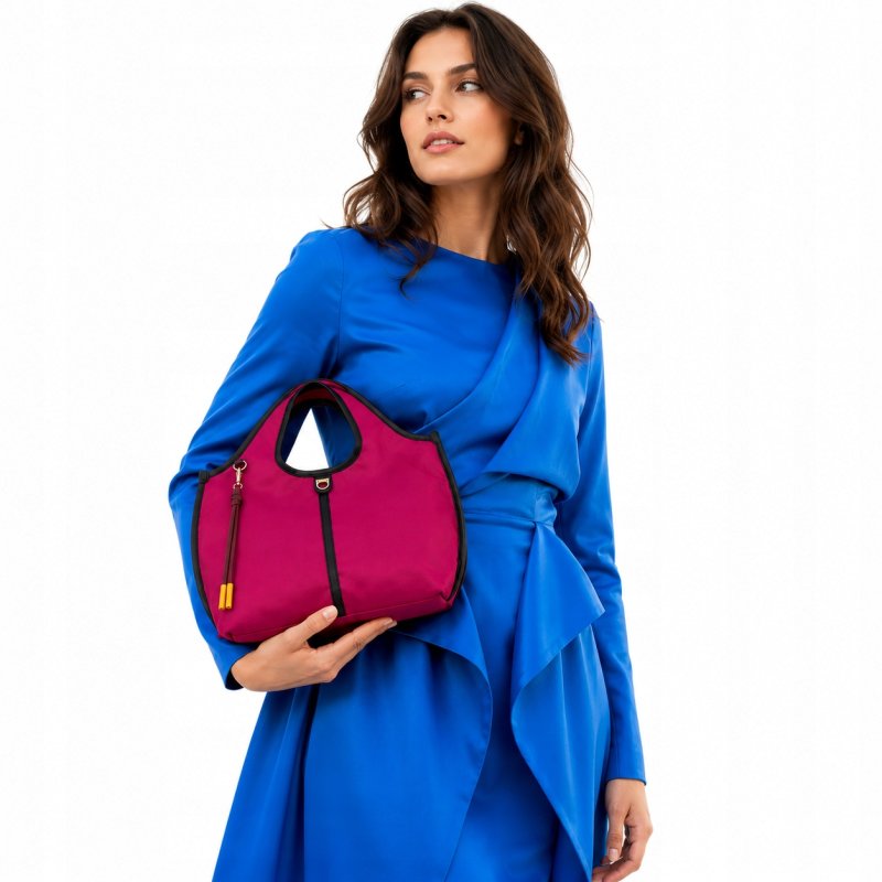 TOREBKA DAMSKA SKÓRA NYLON DUDU HANDY Fuchsia DO RĘKI
