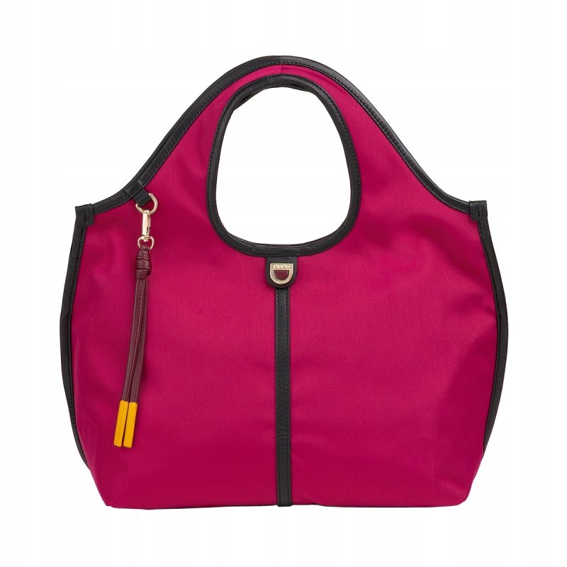 TOREBKA DAMSKA SKÓRA NYLON DUDU HANDY Fuchsia DO RĘKI