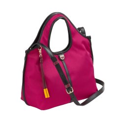 TOREBKA DAMSKA SKÓRA NYLON DUDU HANDY Fuchsia DO RĘKI