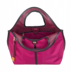 TOREBKA DAMSKA SKÓRA NYLON DUDU HANDY Fuchsia DO RĘKI