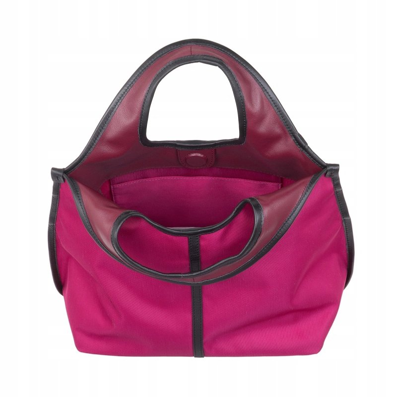 TOREBKA DAMSKA SKÓRA NYLON DUDU HANDY Fuchsia DO RĘKI