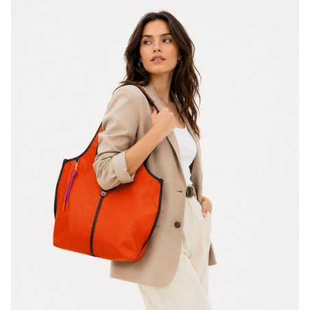 TOREBKA DAMSKA SKÓRZANA NYLON DUDU SALLY ORANGE SHOPPER PREMIUM DUŻA