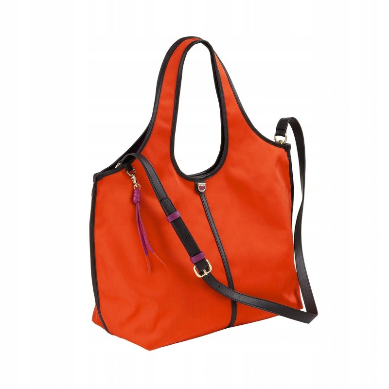 TOREBKA DAMSKA SKÓRZANA NYLON DUDU SALLY ORANGE SHOPPER PREMIUM DUŻA
