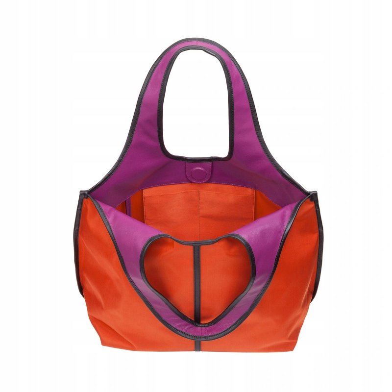 TOREBKA DAMSKA SKÓRZANA NYLON DUDU SALLY ORANGE SHOPPER PREMIUM DUŻA
