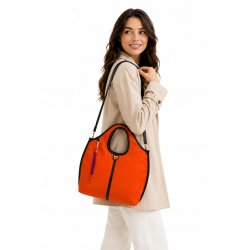 TOREBKA DAMSKA SKÓRA NYLON DUDU HANDY ORANGE DO RĘKI