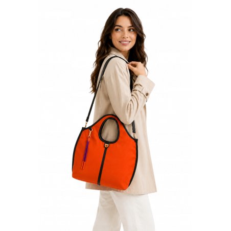 TOREBKA DAMSKA SKÓRA NYLON DUDU HANDY ORANGE DO RĘKI