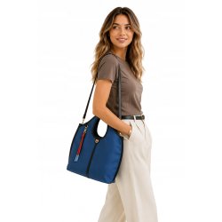 TOREBKA DAMSKA SKÓRA NYLON DUDU HANDY BLUE DO RĘKI