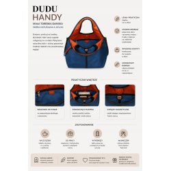 TOREBKA DAMSKA SKÓRA NYLON DUDU HANDY BLUE DO RĘKI
