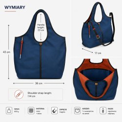 TOREBKA DAMSKA SKÓRZANA SHOPPER PREMIUM DUŻA DUDU SALLY BLUE