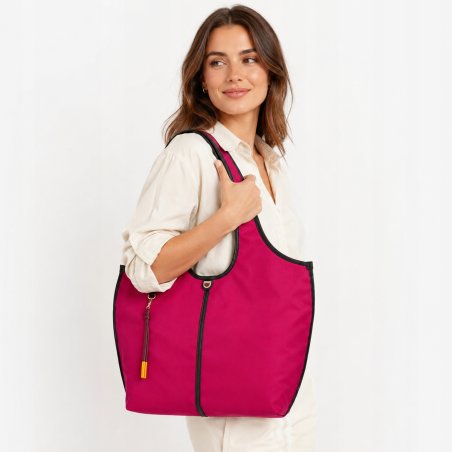 TOREBKA DAMSKA SKÓRZANA SHOPPER PREMIUM DUŻA DUDU SALLY FUCHSIA