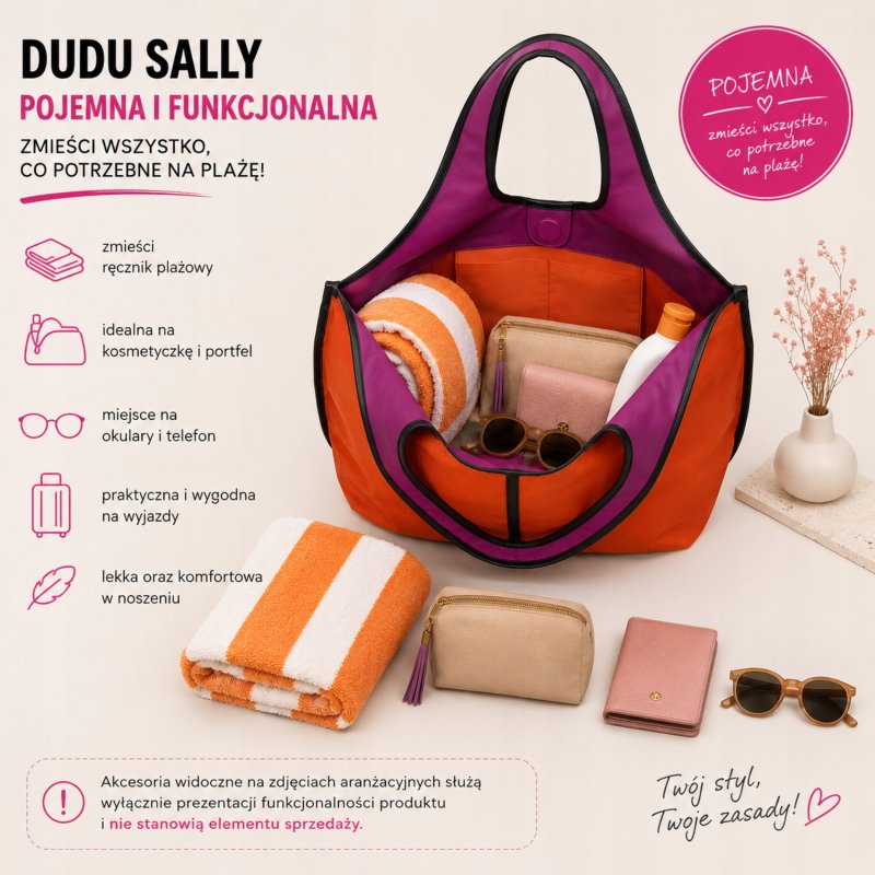 TOREBKA DAMSKA SKÓRZANA SHOPPER PREMIUM DUŻA DUDU SALLY FUCHSIA