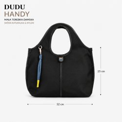 TOREBKA DAMSKA SKÓRA NYLON DUDU HANDY BLACK DO RĘKI I NA RAMIĘ