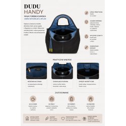 TOREBKA DAMSKA SKÓRA NYLON DUDU HANDY BLACK DO RĘKI I NA RAMIĘ
