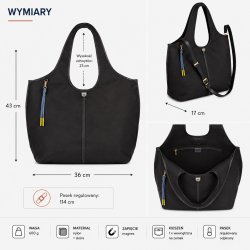 TOREBKA DAMSKA SKÓRZANA SHOPPER PREMIUM DUŻA DUDU SALLY BLACK
