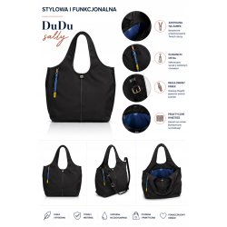 TOREBKA DAMSKA SKÓRZANA SHOPPER PREMIUM DUŻA DUDU SALLY BLACK