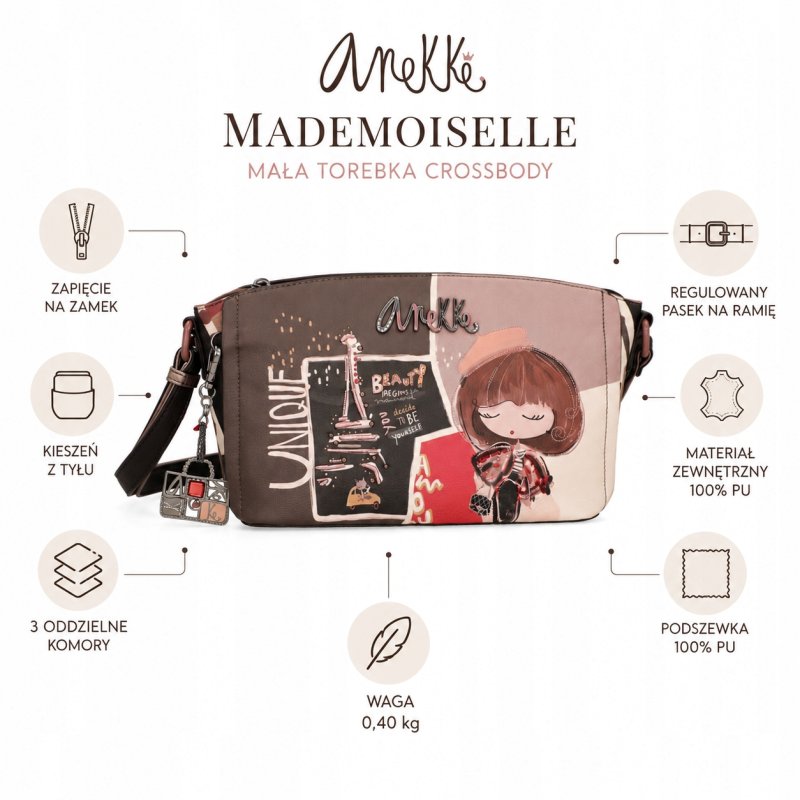 ANEKKE MADEMOISELLE TOREBKA DAMSKA CROSSBODY NA RAMIĘ